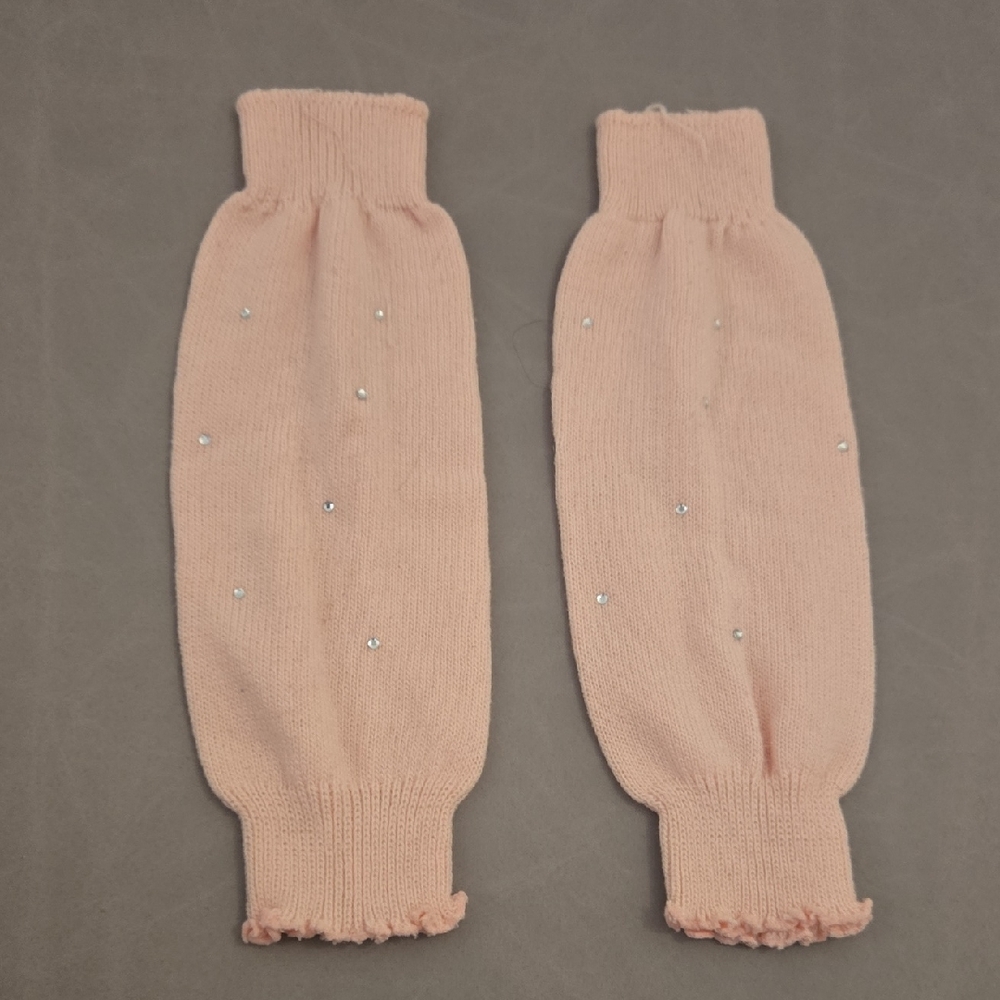Pink Knit Leg Warmers with Rhinestones